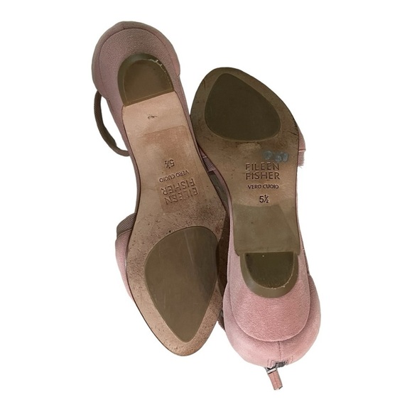Eileen Fisher Suede Ankle Strap Pumps | Blush Pink Block Heel | Size 5.5 - Picture 8 of 8